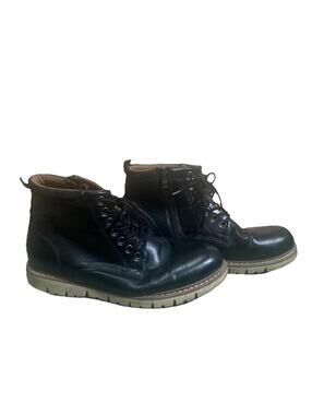 Steve Madden Mens Chukka Boots P-Bowery Black Leather Sz 9 Ankle Zipper Broome